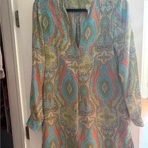 Zara Paisley Colourful Long Sleeve Mini Dress Size M